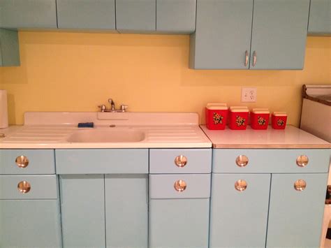 refinishing steel cabinets|refinished vintage metal kitchen cabinets.